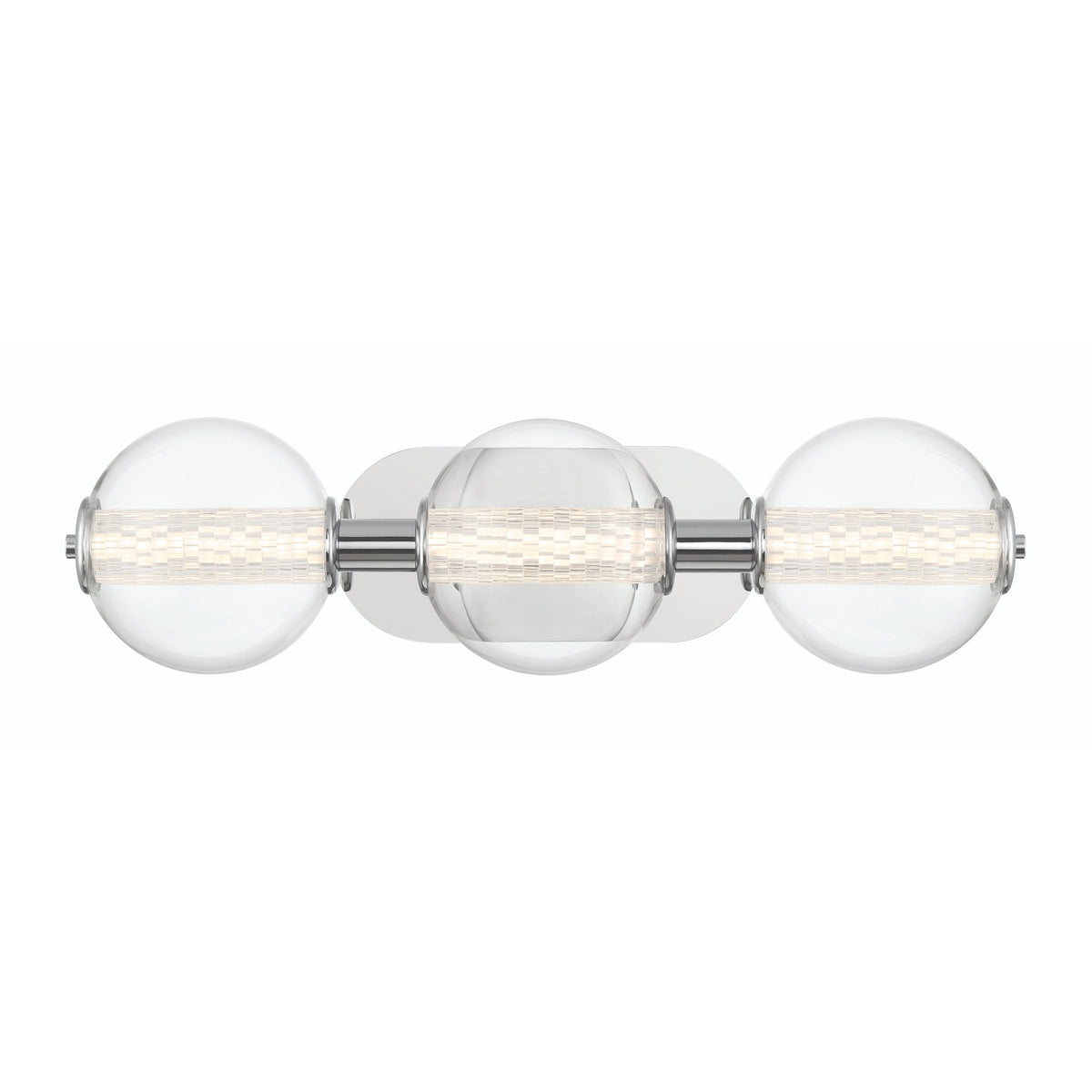 Eurofase Atomo 25" 3-Light Vanity, Chrome with Clear Glass, front view