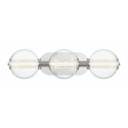 Eurofase Atomo 25" 3-Light Vanity, Chrome with Clear Glass, front view