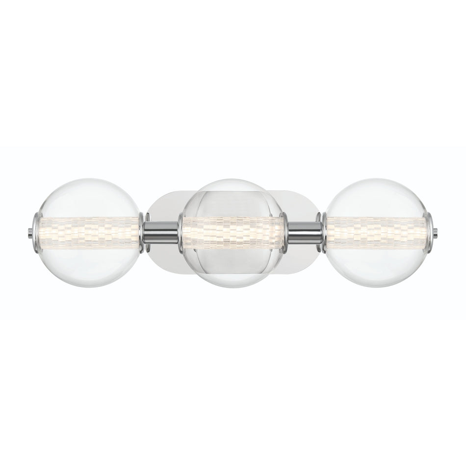 Eurofase Atomo 25" 3-Light Vanity, Chrome with Clear Glass, front view