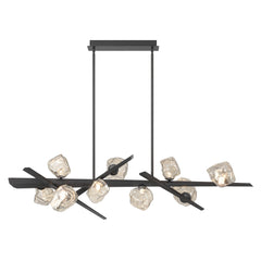Eurofase Thorah 59" 9-Light LED Chandelier, Matte Graphite with Amber Glass, front view