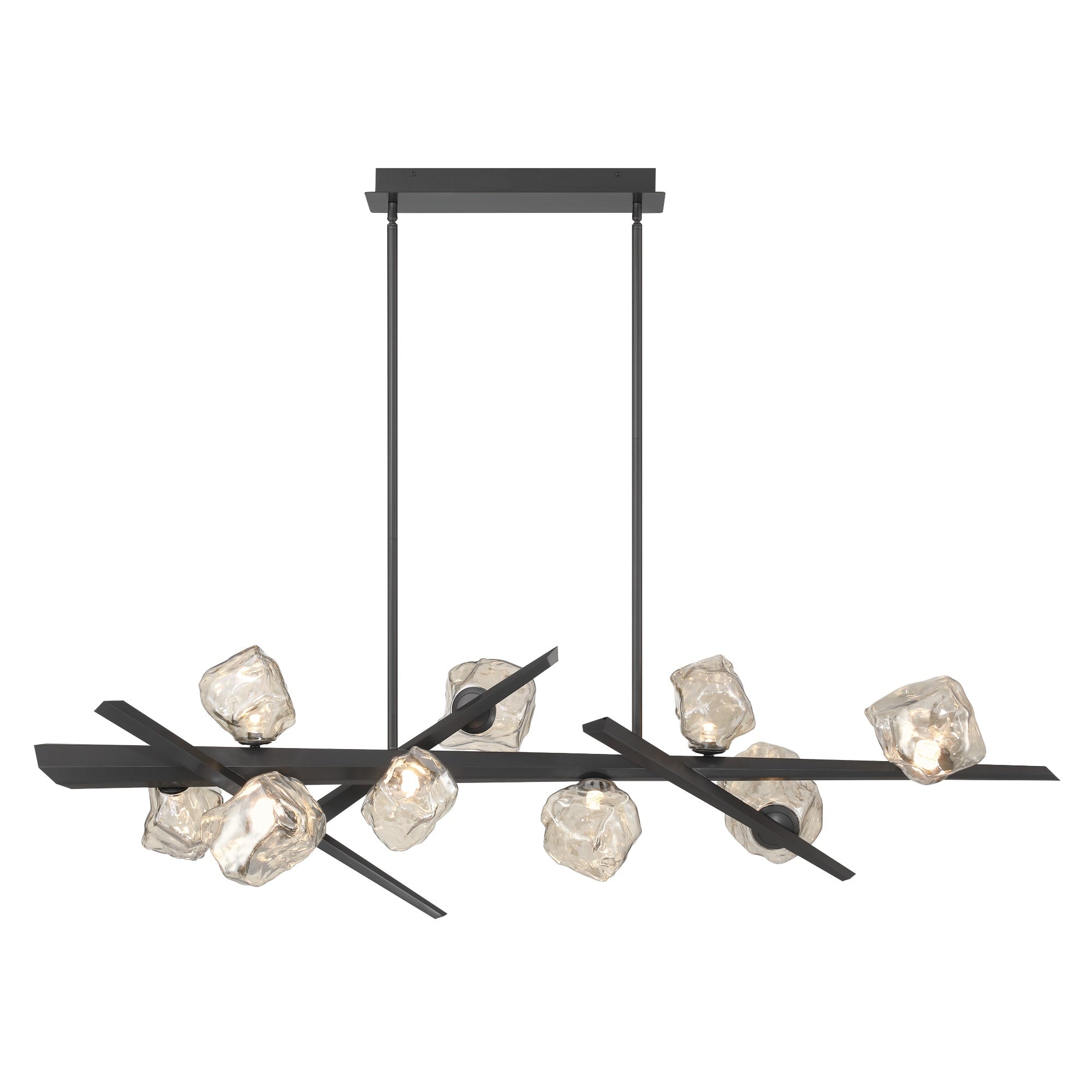 Eurofase Thorah 59" 9-Light LED Chandelier, Matte Graphite with Amber Glass, front view