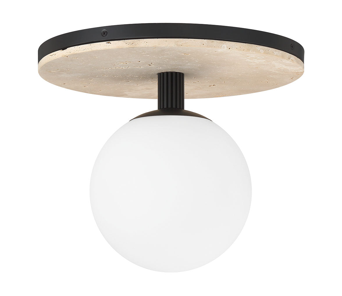 Eurofase Carnagie 15" LED Flush Mount, Matte Black with Opal Etched Glass, front view