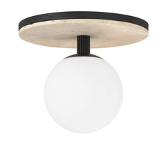 Eurofase Carnagie 15" LED Flush Mount, Matte Black with Opal Etched Glass, front view