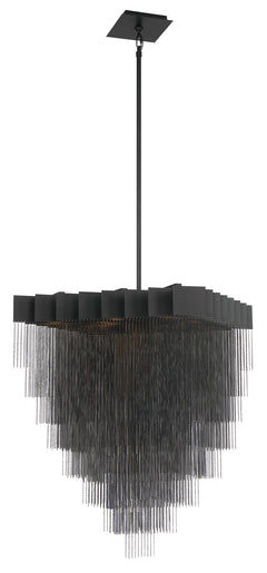 Eurofase Bloomfield 31" 18-Light LED Chandelier, Matte Black with Black Aluminum, front view