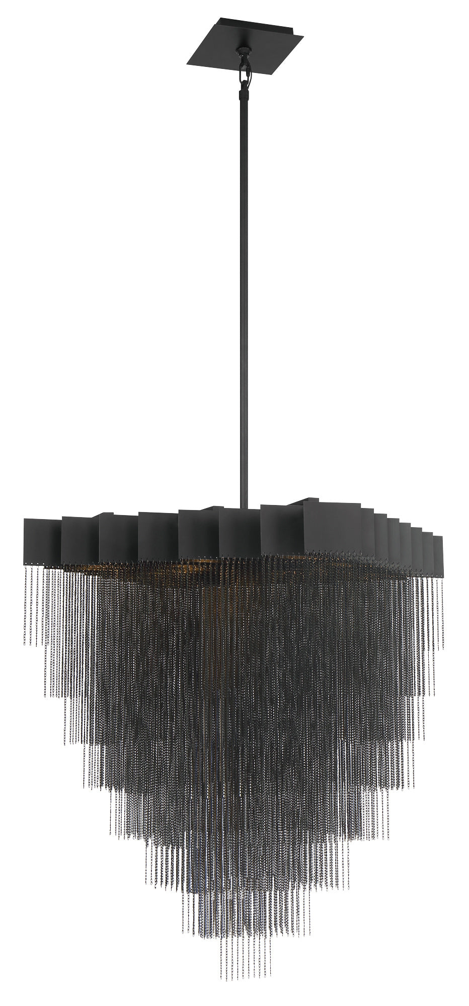 Eurofase Bloomfield 31" 18-Light LED Chandelier, Matte Black with Black Aluminum, front view