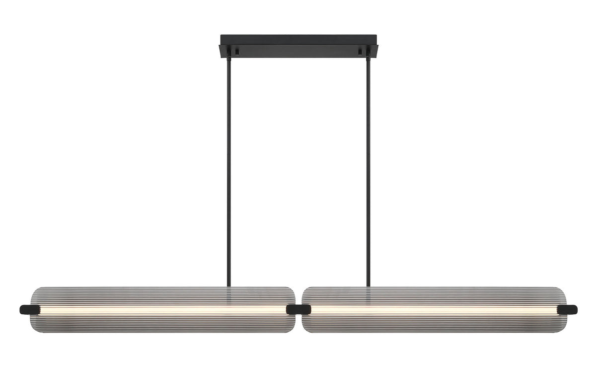 Eurofase Neoness 67" 4-Light LED Chandelier, Matte Black with Smoked Glass, front view