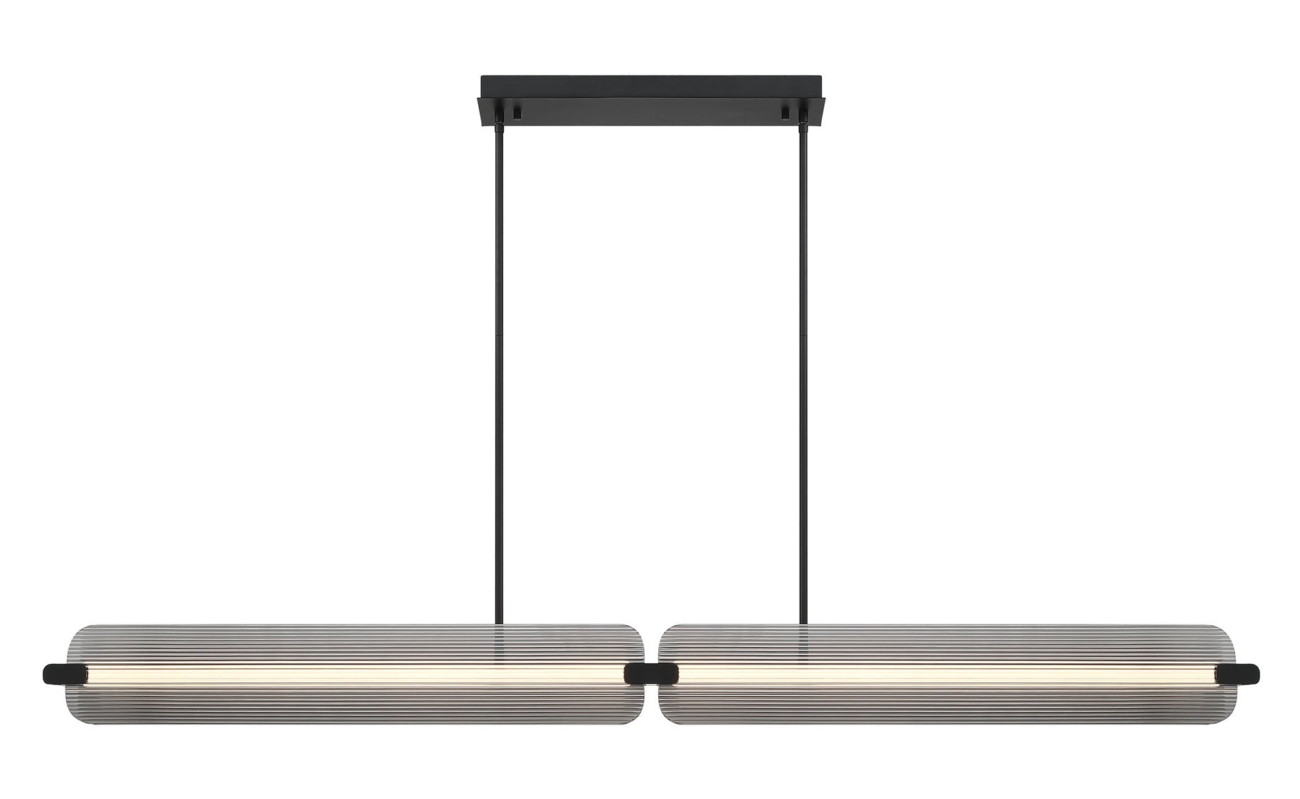 Eurofase Neoness 67" 4-Light LED Chandelier, Matte Black with Smoked Glass, front view