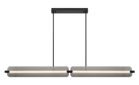 Eurofase Neoness 67" 4-Light LED Chandelier, Matte Black with Smoked Glass, front view