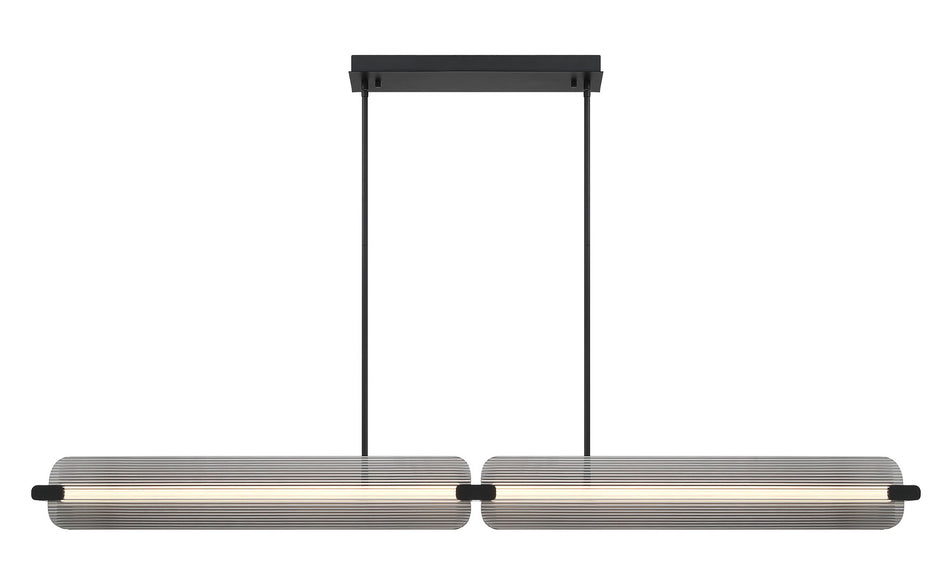 Eurofase Neoness 67" 4-Light LED Chandelier, Matte Black with Smoked Glass, front view
