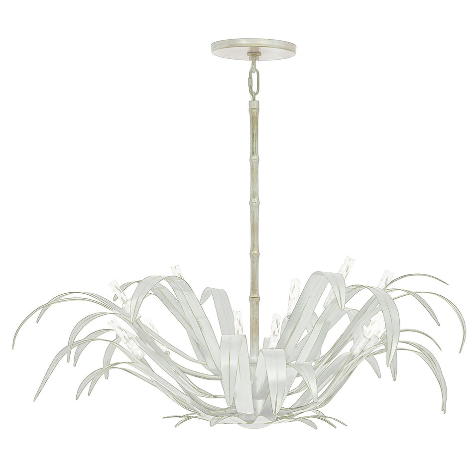 Eurofase Kagra 42" 12-Light Chandelier, Distressed White, front view