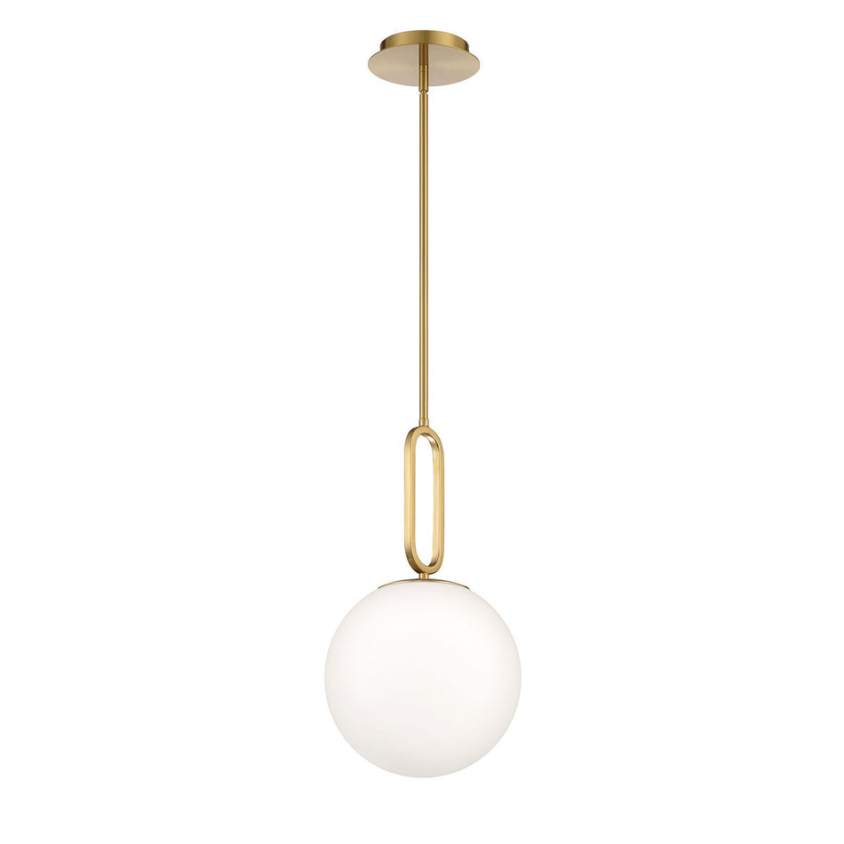 Eurofase Prospect 10" Pendant, Gold with White Glass, front view