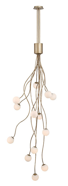 Eurofase Athena 28" 13-Light LED Chandelier, Antique Gold with Opal Etched Glass, front view