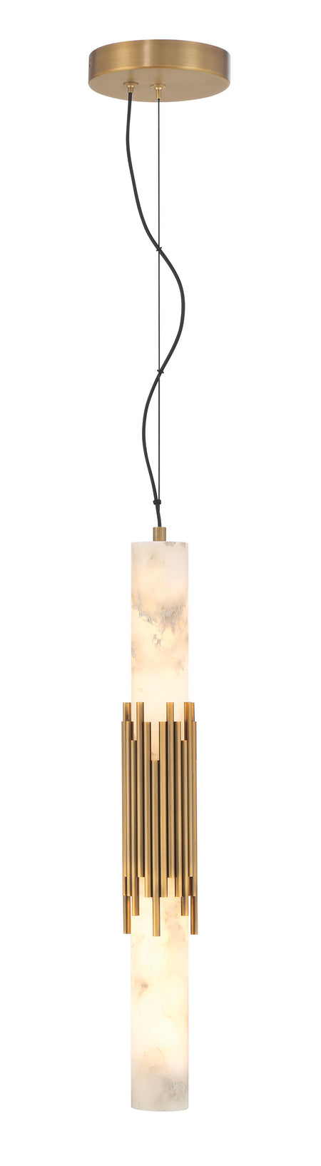 Eurofase Venna 23" Pendant, Antique Brass with Alabaster, front view