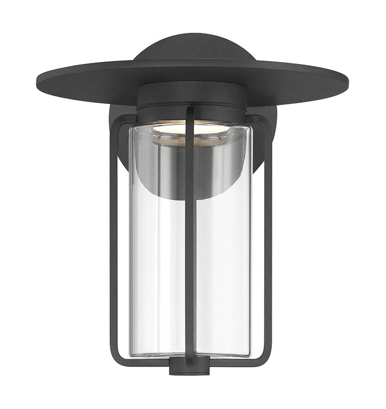 Eurofase Florin 10" Outdoor Wall Light, Sand Black with Clear Glass, front view