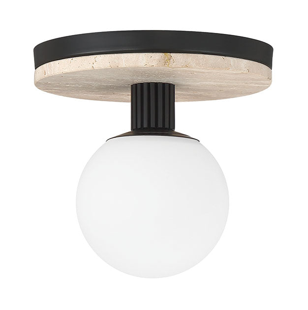 Eurofase Carnagie 8" LED Flush Mount, Matte Black with Opal Etched Glass, front view