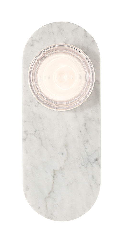 Eurofase Sternn 15" LED Outdoor Wall Light, Marble White with Clear Wave Glass, front view