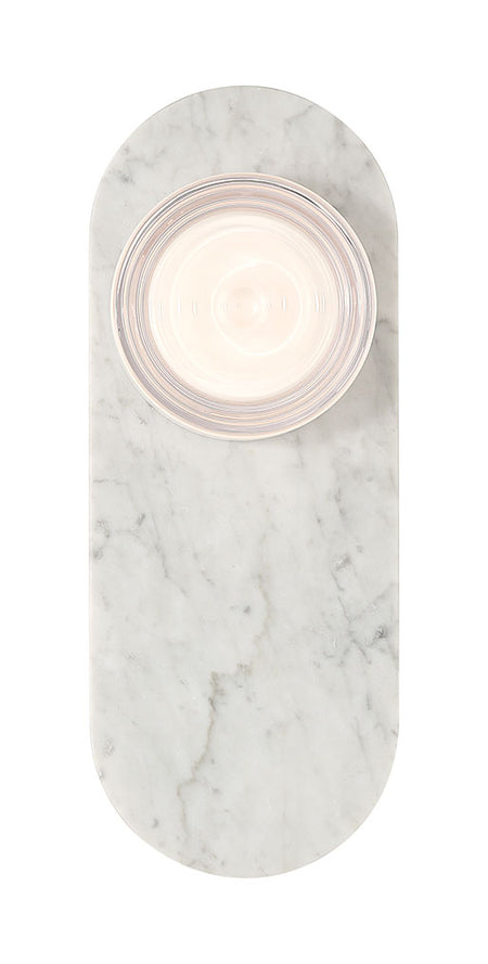 Eurofase Sternn 15" LED Outdoor Wall Light, Marble White with Clear Wave Glass, front view