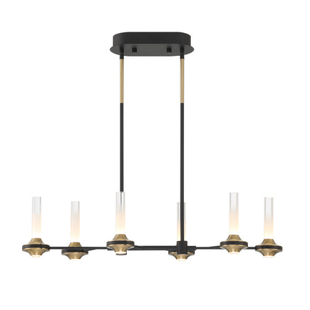 Eurofase Torcia 31" 6-Light LED Chandelier, Matte Black with White Acrylic, front view