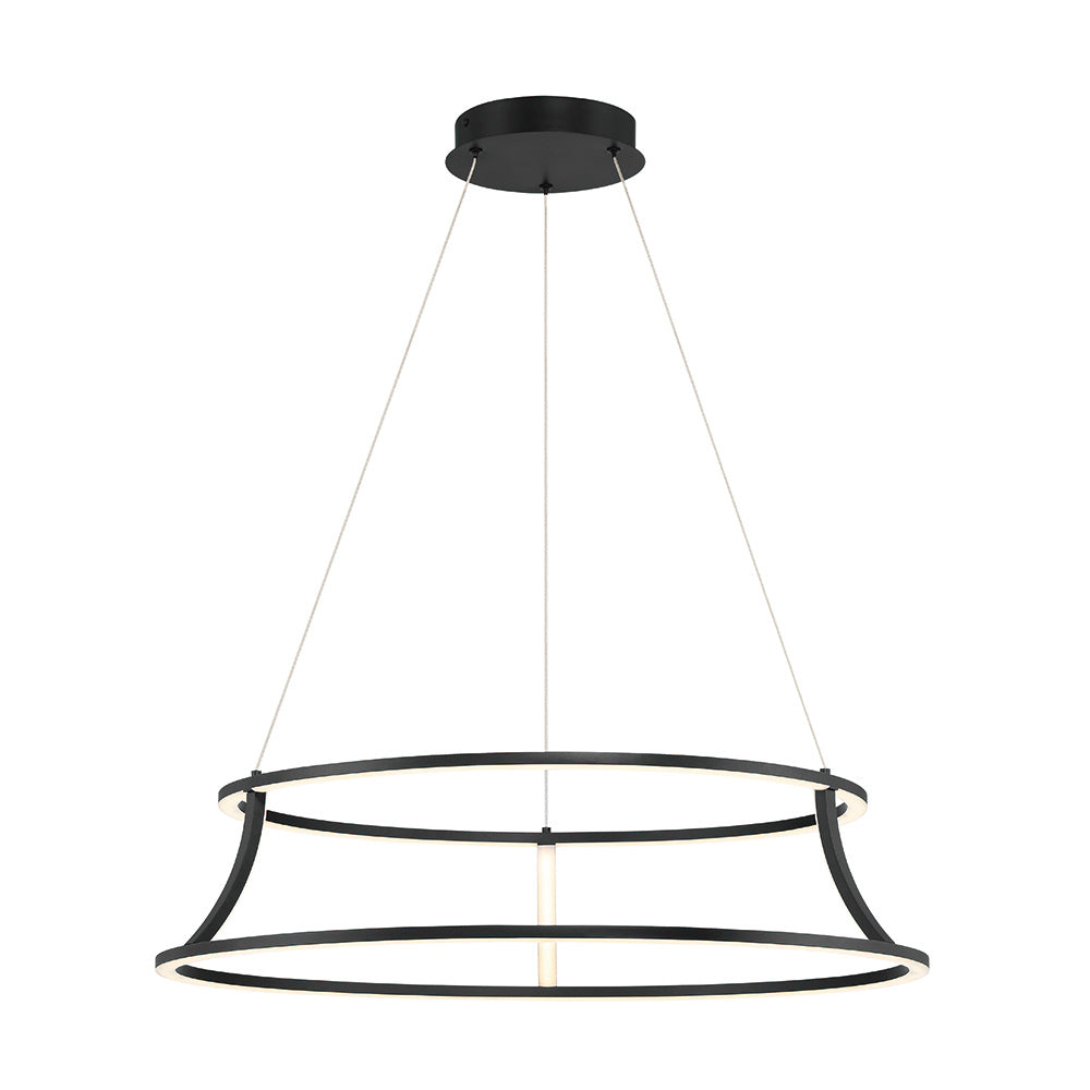 Eurofase Cadoux 20" 2-Light LED Chandelier, Matte Gold with White Glass, front view