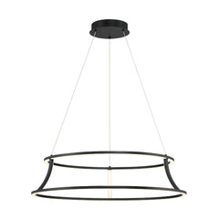 Eurofase Cadoux 20" 2-Light LED Chandelier, Matte Black with White Glass, front view
