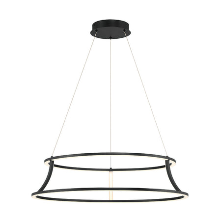 Eurofase Cadoux 20" 2-Light LED Chandelier, Matte Black with White Glass, front view
