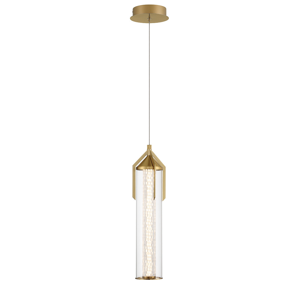 Eurofase Espada 20" LED Pendant, Gold with Clear Glass, front view