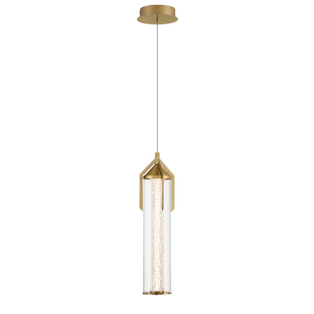 Eurofase Espada 20" LED Pendant, Gold with Clear Glass, front view