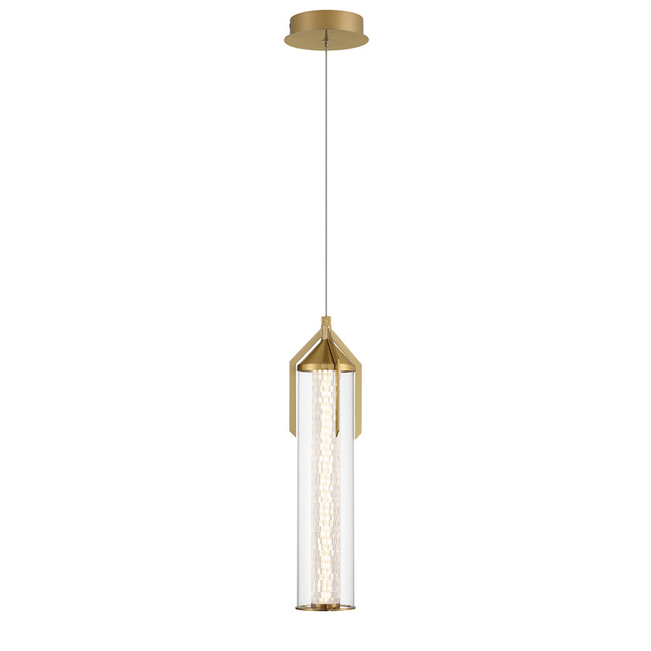 Eurofase Espada 20" LED Pendant, Gold with Clear Glass, front view
