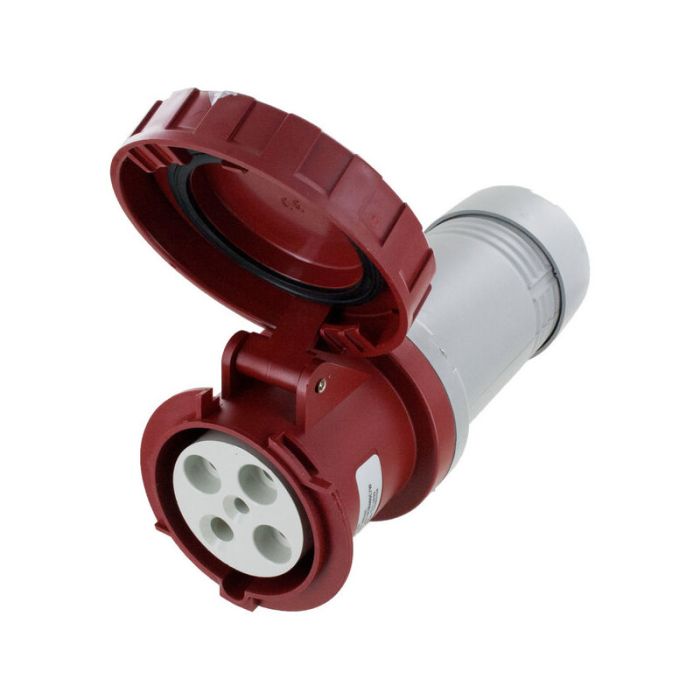 SCM460C7W Pin and Sleeve Connector - 60A, 3PH-480, 7H, 3-Pole 4-Wire Grounding, Watertight (IP67), Red