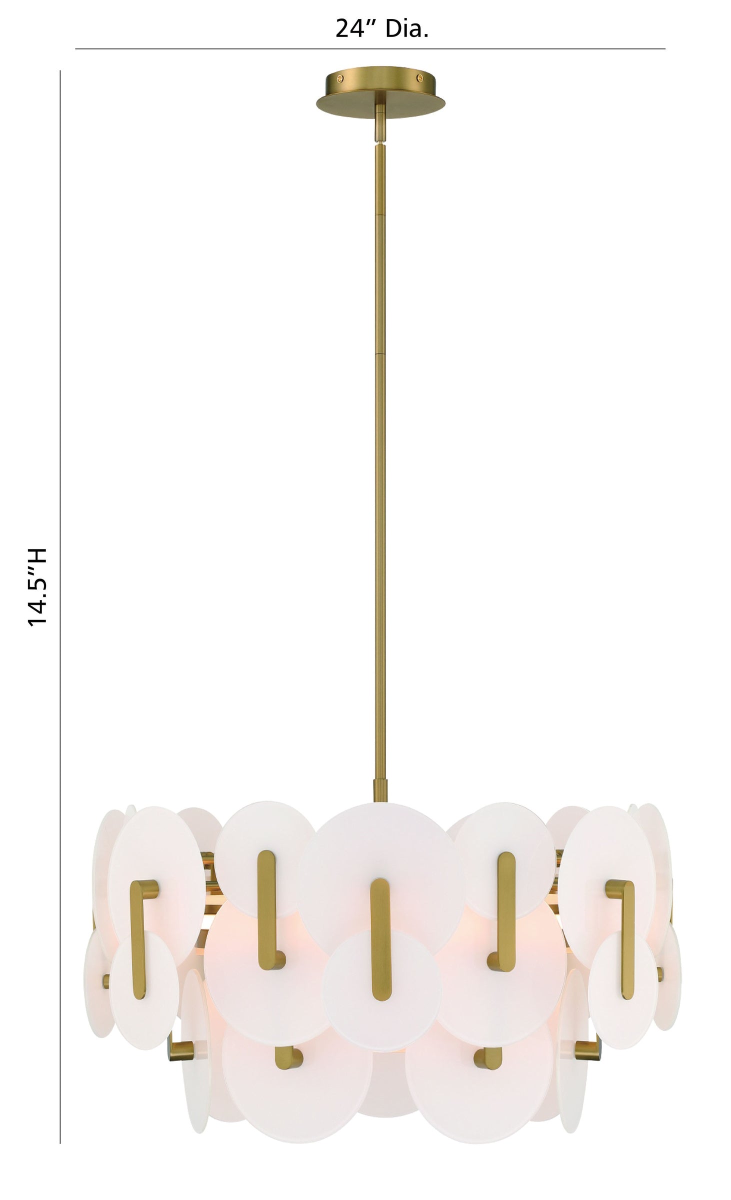Eurofase Nuvola 24" 2-Light LED Chandelier, Gold, front view