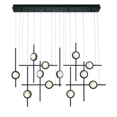 Eurofase Barletta 53" 12-Light LED Chandelier, Anodized Black, front view