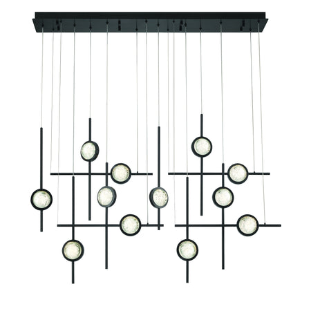 Eurofase Barletta 53" 12-Light LED Chandelier, Anodized Black, front view