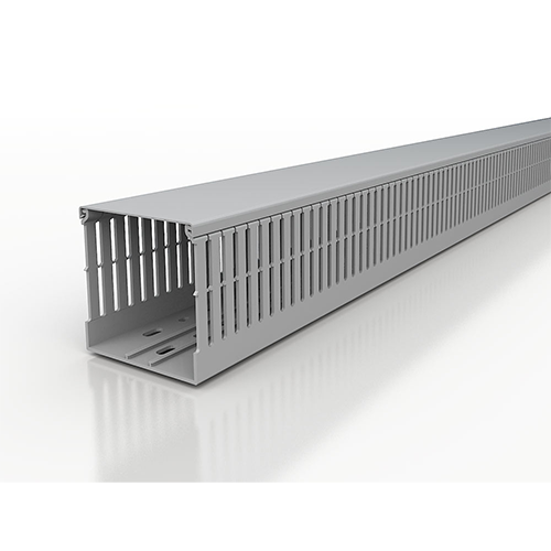 A photo of a Duct & Raceway, by 1" x 1.5" WIRE DUCT GRAY 6'6"PC WITH COVER - Techspan eCommerce - Maple Electric Supply 