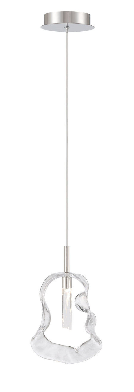 Eurofase Norah 13" Pendant, Polished Nickel with Clear Glass, front view