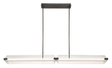 Eurofase Neoness 67" 4-Light LED Chandelier, Weathered Brass with Clear Glass, front view