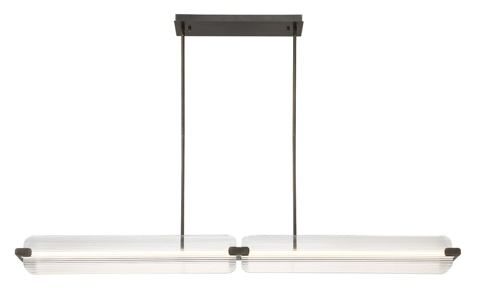Eurofase Neoness 67" 4-Light LED Chandelier, Weathered Brass with Clear Glass, front view