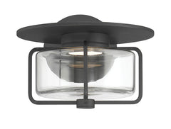 Eurofase Florin 7" Outdoor Wall Light, Sand Black with Clear Glass, front view