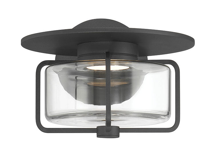 Eurofase Florin 7" Outdoor Wall Light, Sand Black with Clear Glass, front view