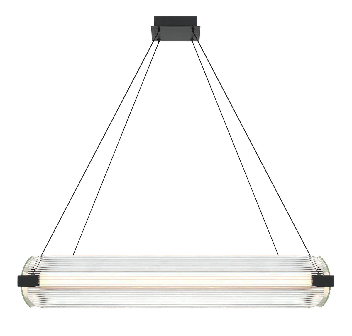 Eurofase Neoness 34" 4-Light LED Chandelier, Matte Black with Clear Glass, front view