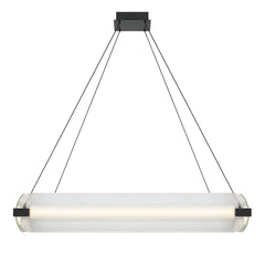 Eurofase Neoness 34" 4-Light LED Chandelier, Matte Black with Clear Glass, front view