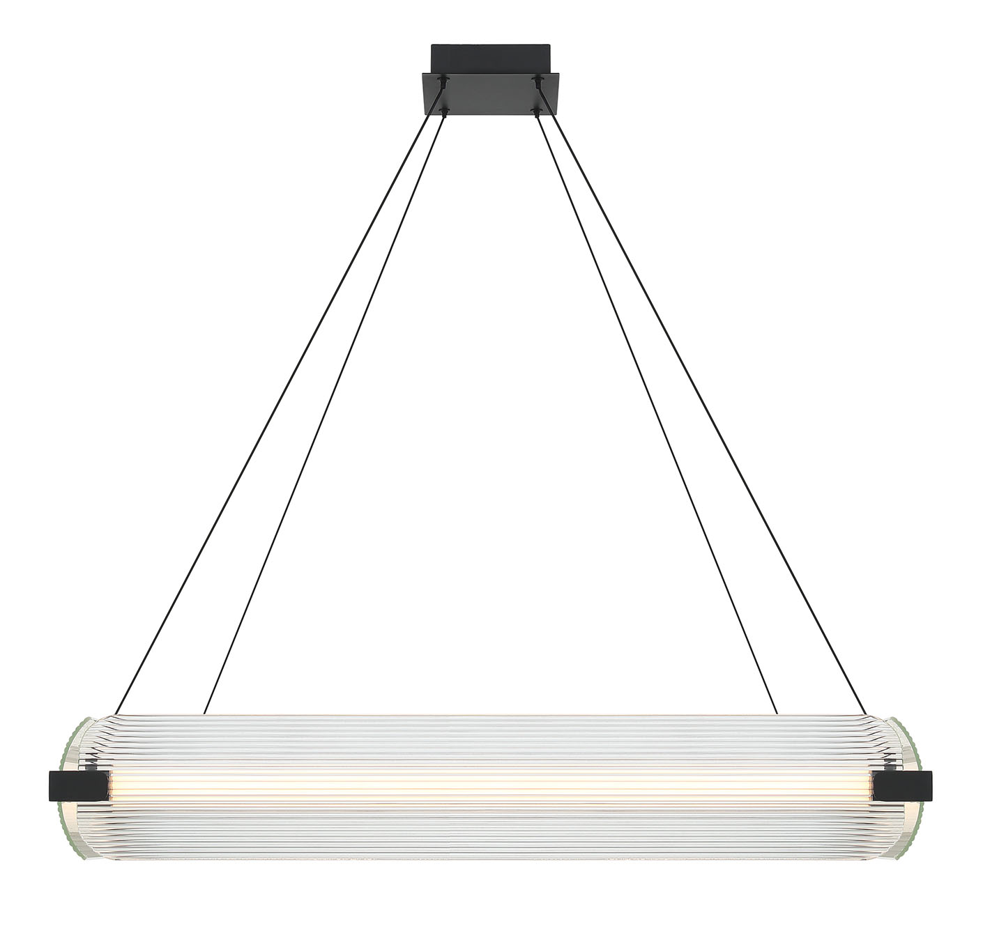 Eurofase Neoness 34" 4-Light LED Chandelier, Matte Black with Clear Glass, front view