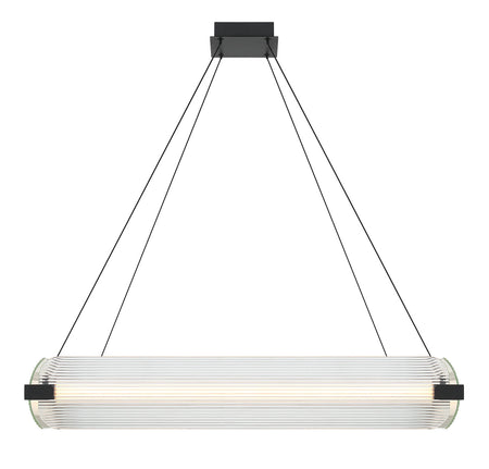 Eurofase Neoness 34" 4-Light LED Chandelier, Matte Black with Clear Glass, front view