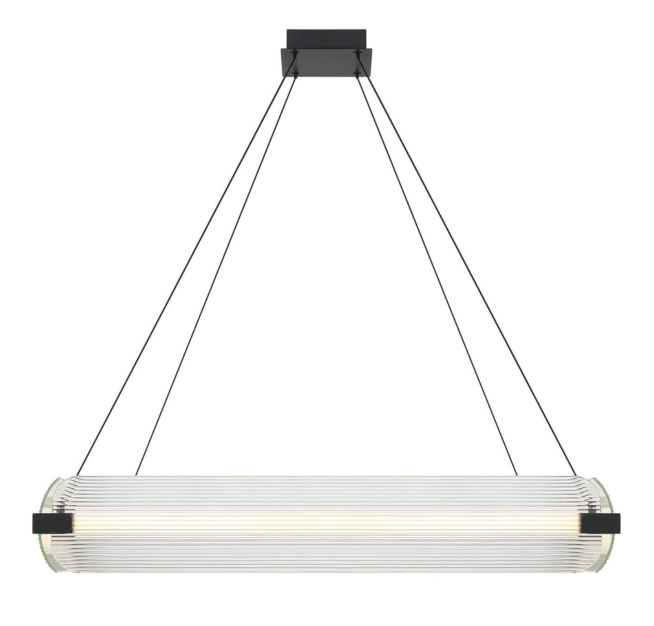 Eurofase Neoness 34" 4-Light LED Chandelier, Matte Black with Clear Glass, front view