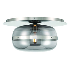 Eurofase Nottingham 14" Flush Mount, Polished Nickel with Smoked Glass, front view