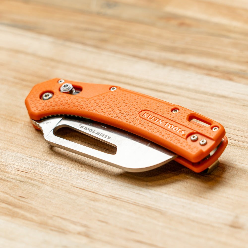 A photo of a , by Pocket Knife, Cable Skinning, Hawkbill Blade - Klein Tools eCommerce - Maple Electric Supply in Canada