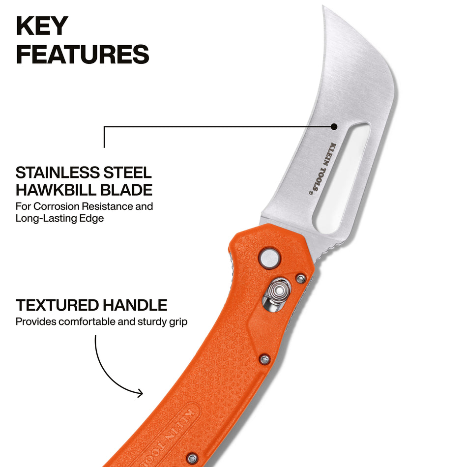 Klein Tools 44056 Pocket Knife, Cable Skinning, Hawkbill Blade - additional view