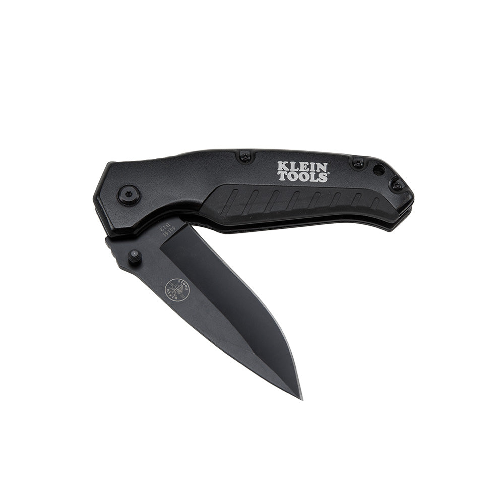 Pocket Knife, Black, Drop-Point Blade-44220 Pocket Knife 3-1/2 in Blade 440A Stainless Steel Drop Point