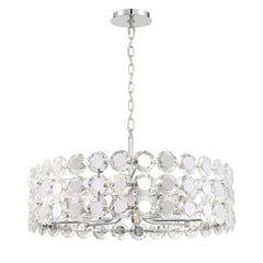 Eurofase Perrene 32" 8-Light Chandelier, Chrome with Clear Glass, front view