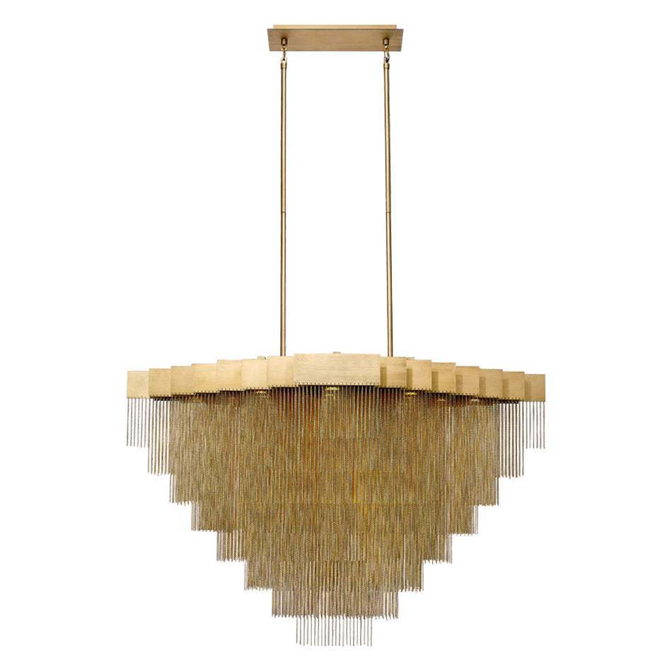 Eurofase Bloomfield 47" 22-Light LED Chandelier, Matte Gold with Gold Aluminum, front view