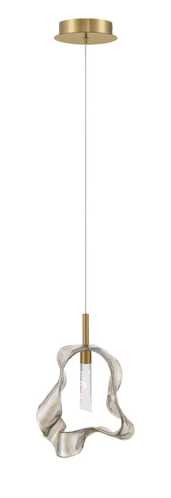 Eurofase Norah 13" Pendant, Gold with Amber Glass, front view